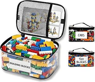 Kit 3 Sacos Organizadores de Brinquedos em PVC Transparente, Impermeáveis com Etiqueta de Identificação e Bolso para Manual, Ideal para Lego, Quebra-Cabeças e Jogos de Tabuleiro
