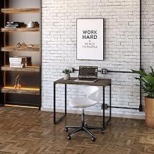 Mesa para Escritório Office Estilo Industrial 0,90m Kuadra, Compace, Carvalho Dark/Est.Preta