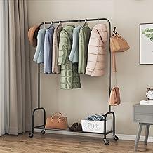 Cabideiro de Chão, Móvel Regulável com Roda Sapateira, Arara de Roupas com Vários Ganchos, Adequado para Salas de Estar e Quartos