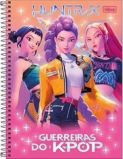 Tilibra - Caderno Espiral Capa Dura Universitário 1 Matéria Guerreiras do K-Pop 80 Folhas - Capa Laranja E Rosa 3 Meninas