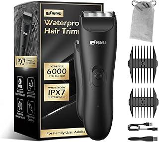 ENSSU Body Trimmer for Men, Electric Manscape with Skin-Safe Ceramic Blade, Waterproof Ball Trimmer for Chest, Beard, and Pubic Hair with Recharge Dock