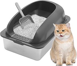 Caixa de Areia para Gatos, 60 * 40 * 30CM, Extra Grande, Aço Inoxidável, 2 Formas de Uso, Fechada, Banheiro para Gatos