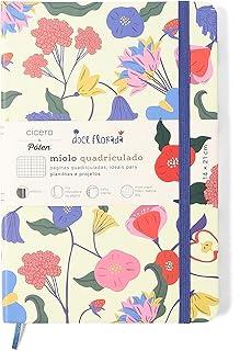 CADERNETA CICEROS DOCE FLORADA QUADRICULADO 14X21 OFF WHITE