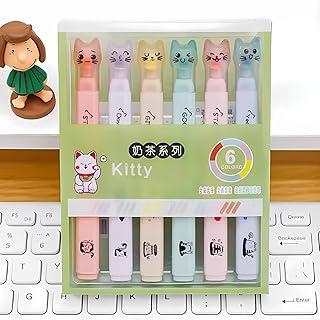 Conjuntos de Marca-Textos Pata de Gato Em Tons Pastel, Ponta Suave e Delicada Para Anotações Em Diário, Aulas, Livros e Bíblia. Marcadores de Texto Ideal Presente Para Crianças (6 und - Kitty)