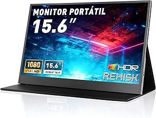 Monitor Portátil IPS 15.6" Full HD 1080p, Ultrafino, USB-C/HDMI, Capa Inteligente e Alto-falantes - Extensor de Tela para Laptop e Viagem