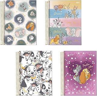Kit de Cadernos, Jandaia, 10 Matérias, Capa Dura, Disney Clássicos, 160 folhas, Pacote com 4