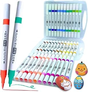 Conjunto de Marcadores Acrílicos Ponta Dupla Premium, Para Pintura de Papel, Tela, Madeira, Metal, Cerâmica, Vidro e Tecidos Marcadores Para Colorir Para Crianças e Adultos (36 cores) com 16.39% de desconto por R$ 69,73 na amazon