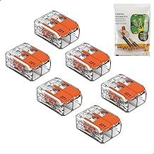 Kit 6 uni. Conector Elétrico de Emenda Rápida 221-412 – Até 4mm² 32A – Alavanca CAGE CLAMP® – Instalação Rápida em Luminárias, Tomadas, Ventiladores de Teto e Caixas de Passagem