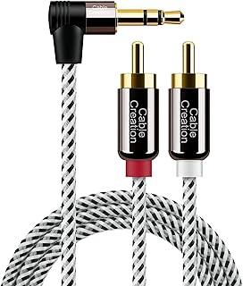 CableCreation 3,5 mm para cabo RCA de 3 metros, Ângulo 3.5mm macho para 2rca macho auxiliar estéreo áudio y divisor banhado a ouro para mp3, tablets, alto-falantes, echo dot, home theater