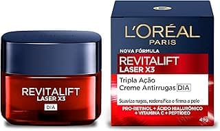 L'Oréal Paris Revitalift Laser X3, Creme Facial Anti-idade, com PRO-XYLANE™ e Ácido Hialurônico, Corrige Rugas Profundas, Combate Flacidez e Redefine o Contorno do Rosto, 50ml com 44.07% de desconto por R$ 78,30 na amazon