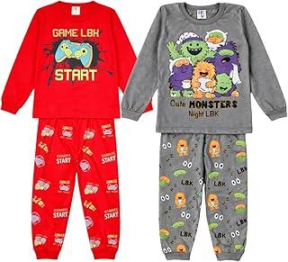 Kit 2 Pijamas Infantis Menino 100% Algodão – Conjunto Blusa Manga Longa + Calça – Tamanhos 1 ao 8