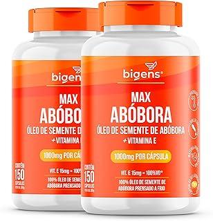 Max Abóbora, Óleo de Semente de Abóbora com Vitamina E, 1000mg, Prensado a Frio, Biogens, Kit 2x 150 cápsulas