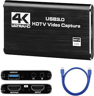Placa de Captura HDMI 4K USB 3.0, Placa de Captura de Vídeo, Placa de Captura de Áudio e Vídeo, Dispositivo de Captura de Jogos USB 3.0, Placa de Captura para Streaming