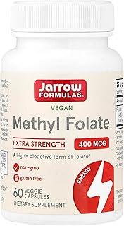 Jarrow Formulas Folato de metilo 400 mcg - 60 cápsulas vegetais - Forma altamente biologicamente ativa de folato - Tecnologia de ácido fólico de 4ª geração - 60 porções