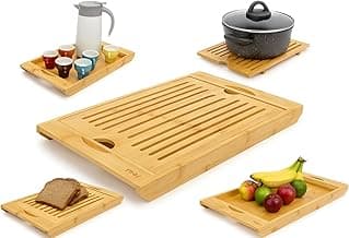 Migalheira Tábua de Pão em Bambu 36x22cm Bandeja com Coletor de Migalhas