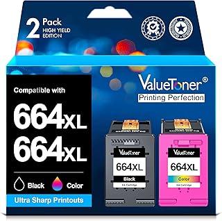 Valuetoner Cartuchos de Tinta Compatível com HP 664 664XL 664 XL Compatível com HP DeskJet Ink Advantage 1115 3635 3636 3775 3835 3836 3838 4535 4536 4675 5085 5275 (1 Preto 1 Colorido), não original