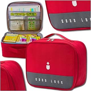 Lene Necessaire Primeiros Socorros Vermelha Vazia para Medicamentos e Suprimentos de Emergência Portátil para Viagens, Acampamento, Caminhadas e Carro