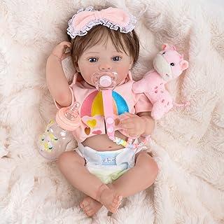 Bebê Reborn Boneca Silicone Menina Olhos Azuis Realista Pintado 48cm Com Acessórios
