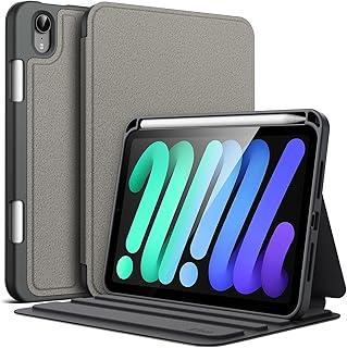 JETech Capa para iPad Mini (A17 Pro, 2024 Modelo, 7ª) / Mini 6 (2021 Modelo, 6ª) com Porta-Pencil, Case Protetora Slim Folio com Suporte para Tablet, Ativação/Repouso Automático (Cinza Espacial)