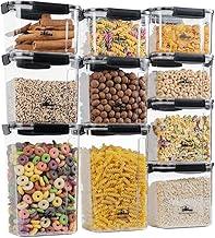 House Organizer - Kit com 10 Potes Herméticos Retangulares Empilháveis com 4 Travas, Porta-Mantimentos e Alimentos, Super Resistentes e à Prova de Vazamento, Ideal para Organizar Cozinha e Armários