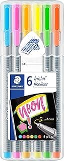 Caneta Triangular 0.3mm, Staedtler, Fineliner Triplus Neon, 334 SB6CS302, 6 Cores com 16.67% de desconto por R$ 25,00 na amazon