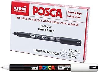 POSCA, UNI, Caneta Marcador PC-1MR Extra Fine, 0,7 mm, Branca , Caixa com 6 Unidades
