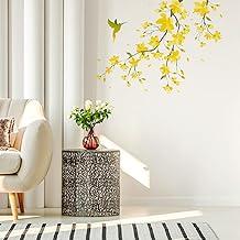 Adesivo de Parede Galhos Floral Beija Flor Amarelo Direita