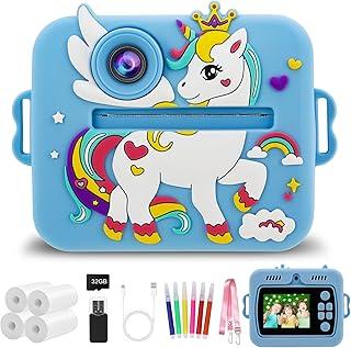 Câmera Infantil, Portátil Digital, Pode Selfie com 32GB Cartão, Papel Fotográfico, Canetas Coloridas, Vídeo HD, Brinquedos Meninas Meninos com Crianças de 3 a 14 Anos （Azul）