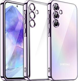 JETech Capa Claro Macia para Samsung Galaxy A55 5G 6,6 Polegadas, Case Proteção Total da Lente da Câmera, Capinha de Telefone TPU Galvanizada à Prova de Choque (Rosa)