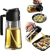 Galheteiro Spray Pulverizador de Azeite e Óleo Vidro 470ml 2 em 1 Perfeito para Chapas, Grelhas, Saladas, Churrascos, Ideal Airfryer Prático no Uso Diário em Receitas Leves (Preto)