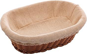 LYOR - Cesta Oval de Rattan Plástico com Forro em Tecido 24cm x 17cm x 7cm