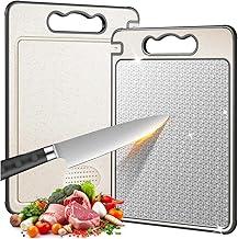Tábua de Corte Inox e PP para Cozinha Dupla Face, Antibacteriana e Antiderrapante, Tabua de Carne com Canaleta para Suco 37x25cm