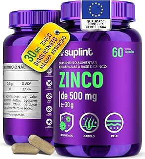 Zinco 30 mg Bisglicinato | Suplemento Vitamínico em Cápsulas Veganas | Sem Glúten e Não Transgênico – 60 Cápsulas