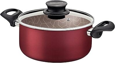 Caçarola Tramontina Paris em Alumínio com Revestimento Interno e Externo em Antiaderente Starflon Max Vermelho com Tampa de Vidro 18 cm 2,1 L
