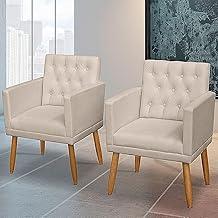 Kit 2 Poltronas Estofadas Confortável Sofisticada Sala Luxo MOBLAN decor (BEGE)