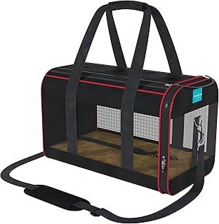 Bolsa Transporte Pet para Avião Cabine Viagem Ventilação Cães e Gatos Reforçada até 10kg Tela Arejada Alça e Tapete Removível Vermelho - Duke & Dixie