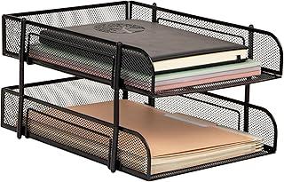 Mind Reader Coleção de rede, bandeja de papel de 2 camadas, tamanho carta, empilhável, suporte de arquivos e documentos, organizador de mesa, malha de metal, 33,7 cm C x 26,7 cm L x 19 cm A, preta