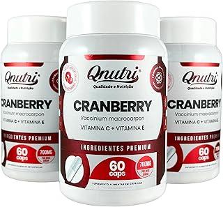 Kit 3x Cranberry 700mg 60 Cápsulas Qnutri Suplemento Natural Sem Glúten Produto em Cápsulas