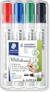 Marcador de Quadro Branco, Staedtler, Lumocolor, 351 WP4 02, 4 Cores com 11.11% de desconto por R$ 40,00 na amazon