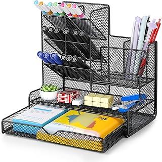 Organizador de Mesa de Malha, Suporte de Caneta de Malha para Mesa, Porta-Lápis Multifuncional com Gaveta e Organizador de Mesa, Organizadores de Mesa de Escritório
