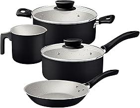 Jogo de Panelas Tramontina Linz em Aluminio com Revestimento Interno e Externo em Antiaderente Starflon Max Preto 04 Peças