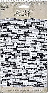 Adesivos de palavras Chitchat por Tim Holtz Idea-ology, cartolina fosca preta e branca, 1088 adesivos, TH92998