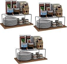 Kit com 3 Prateleiras Organizador de Cozinha Grande 42cm Aço DiCarlo Preto