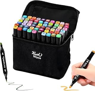 Estojo 60 Cores Caneta Ponta Dupla Touch Marcador Permanente, Canetinha Duas Pontas para Colorir Pintar Desenho Lettering Profissional e Escolar com 28.65% de desconto por R$ 24,90 na amazon
