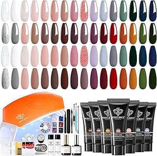 Modelones Kit de unhas de gel Poly com 133 peças, 32 cores em tons terrosos, kit completo para extensão de unhas de gel com lâmpada de 8W, solução de deslizamento, ferramentas para iniciantes em salão de beleza com 10% de desconto por R$ 224,99 na amazon