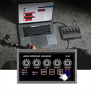 interface de audio,Placa de som profissional de canal duplo com USB 2.0 de alta velocidade, função de monitor para estúdio/gravação musical/gravação vocal/jogos/Alto-Falantes de Computador Acessórios