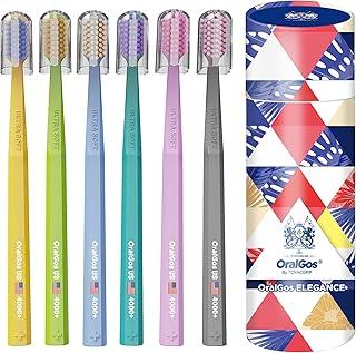 Escova de Dentes Premium Kit 6 unidades, Cerdas Ultra Macias, com Protetor de Cerdas, Design Colorido, Suave para Gengivas, Ideal para Presente e Uso Diário, Portátil Embalagem Luxo em Tubo