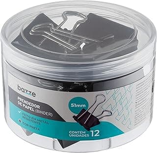 PRENDEDOR PAPEL BAZZE 51MM PTO PT 12UN