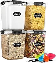 YASHE Potes Herméticos para Alimentos, 5,3L, Conjunto com 4, Recipientes de Plástico para Farinha, Açúcar, Arroz, Organização de Cozinha e Despensa