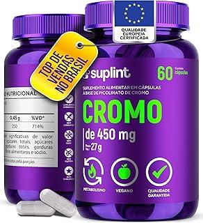 Picolinato de Cromo 450 mg – Suplemento Mineral Vegano – Sem Glúten e Não OGM – 60 Cápsulas